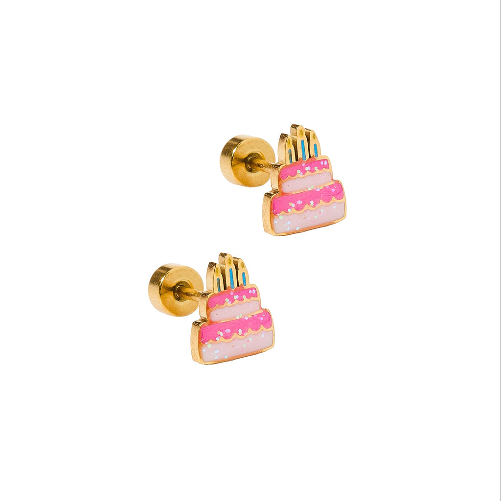 Birthday Cake Flatback Waterproof Stud Earrings - Freshie & Zero Studio Shop