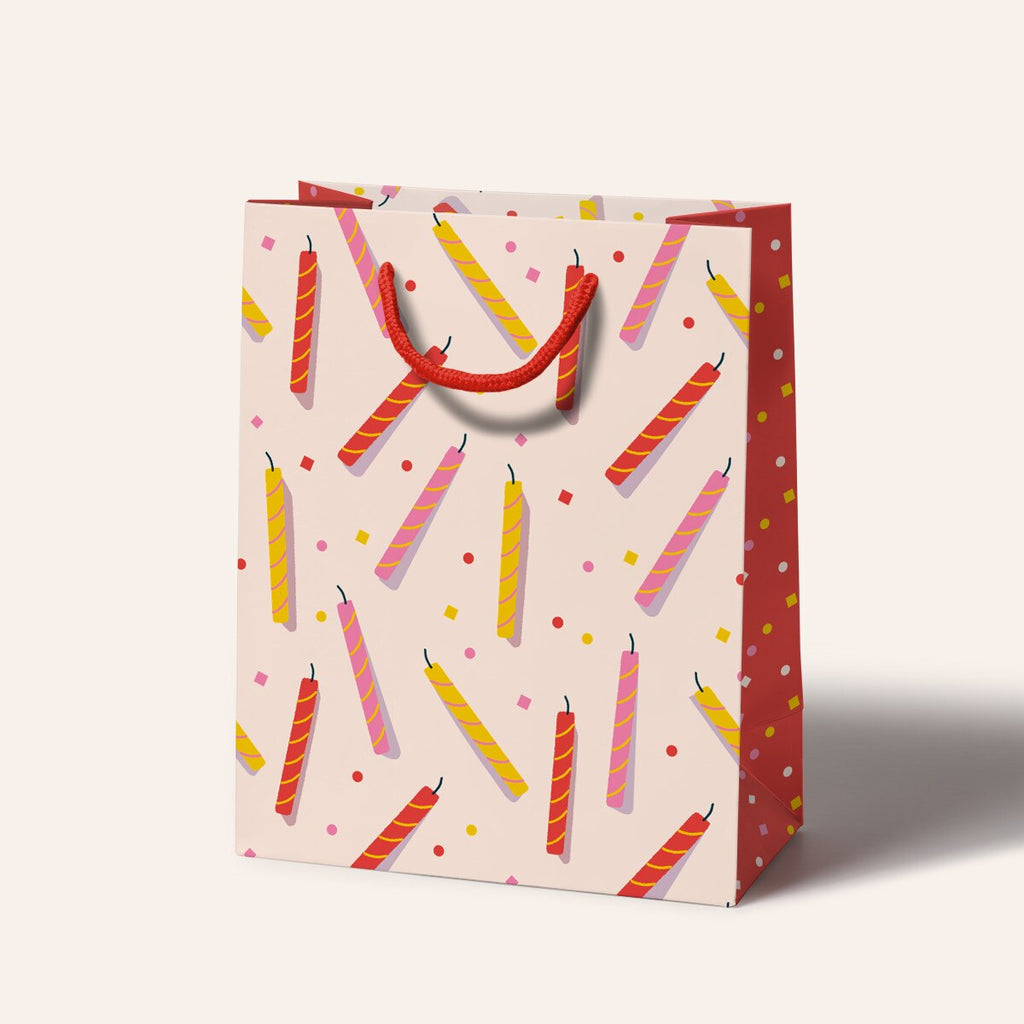 Birthday Candles Pink Medium Gift Bag - Freshie & Zero Studio Shop