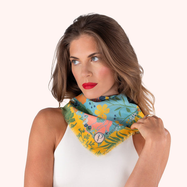 Cotton Bandana Wild Flowers - Blue Blooms - Freshie & Zero Studio Shop