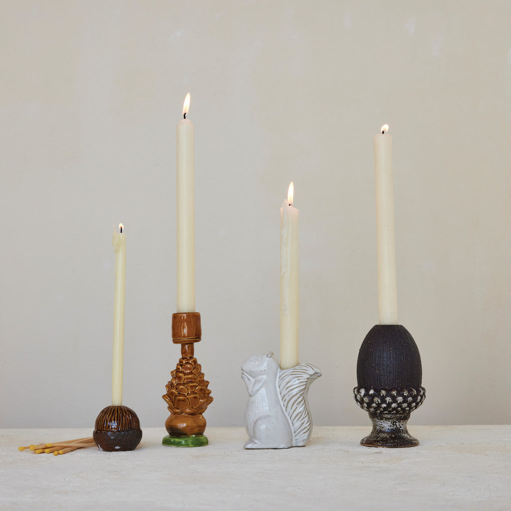 White Squirrel Ceramic Taper Holder - Freshie & Zero Studio Shop
