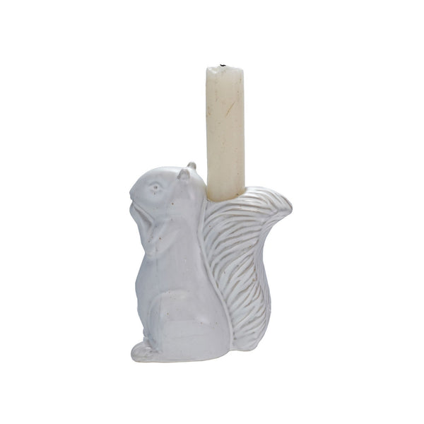White Squirrel Ceramic Taper Holder - Freshie & Zero Studio Shop