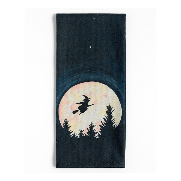 Halloween Witch Moon Kitchen Towel by 1Canoe2 - Freshie & Zero Studio Shop