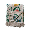 Floral Embroidered Cotton Slub Tasseled Throw Blanket - Freshie & Zero Studio Shop
