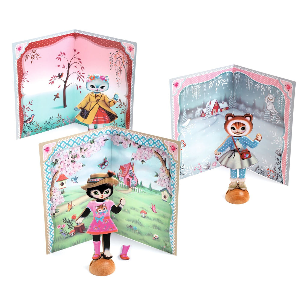Little Cats Wooden Dress Up Dolls - Freshie & Zero Studio Shop