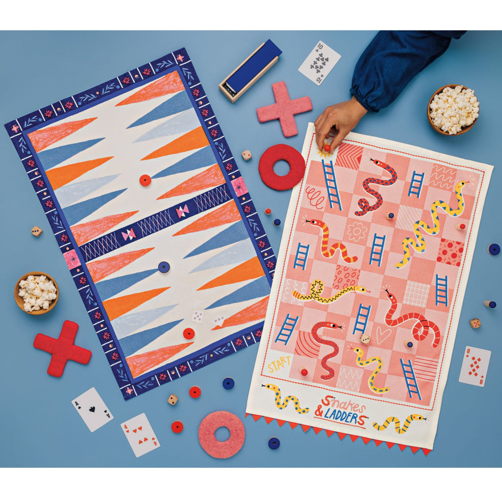 Snakes and Ladders Board Game Dishtowel by Danica - Freshie & Zero Studio Shop