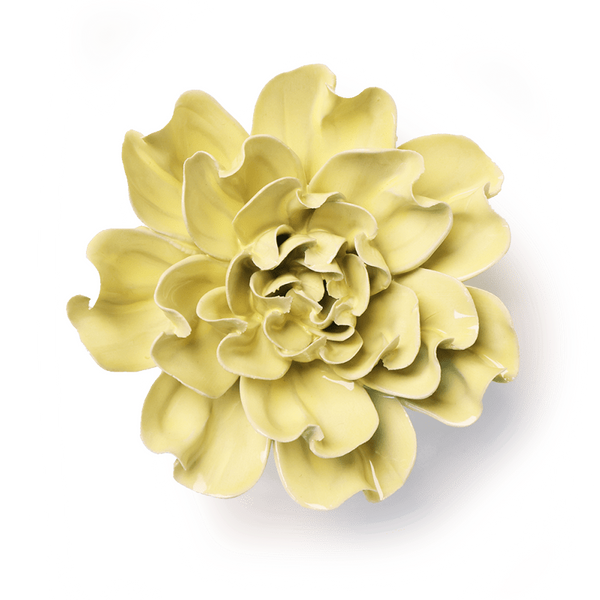 English Garden Collection Ceramic Wall Flower: 5.25" Lime Yellow Larkspur - Freshie & Zero Studio Shop