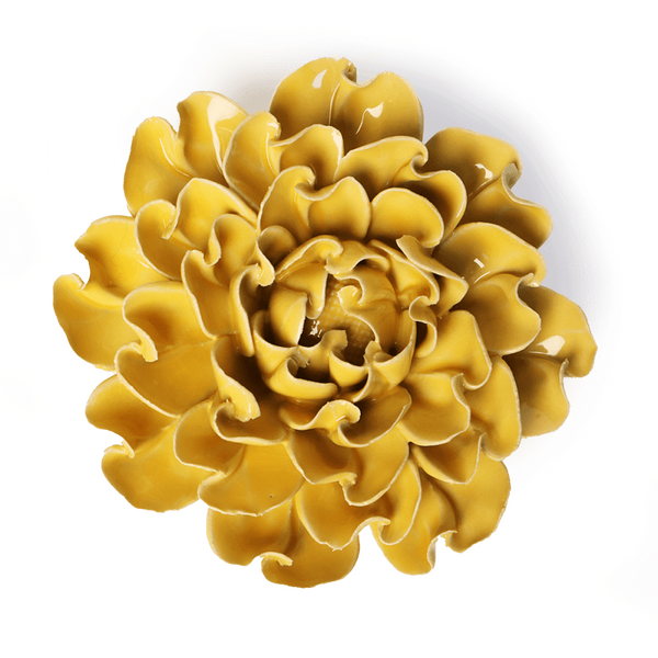 English Garden Collection Ceramic Wall Flower: 6" Buttercup Yellow Hawthorn - Freshie & Zero Studio Shop