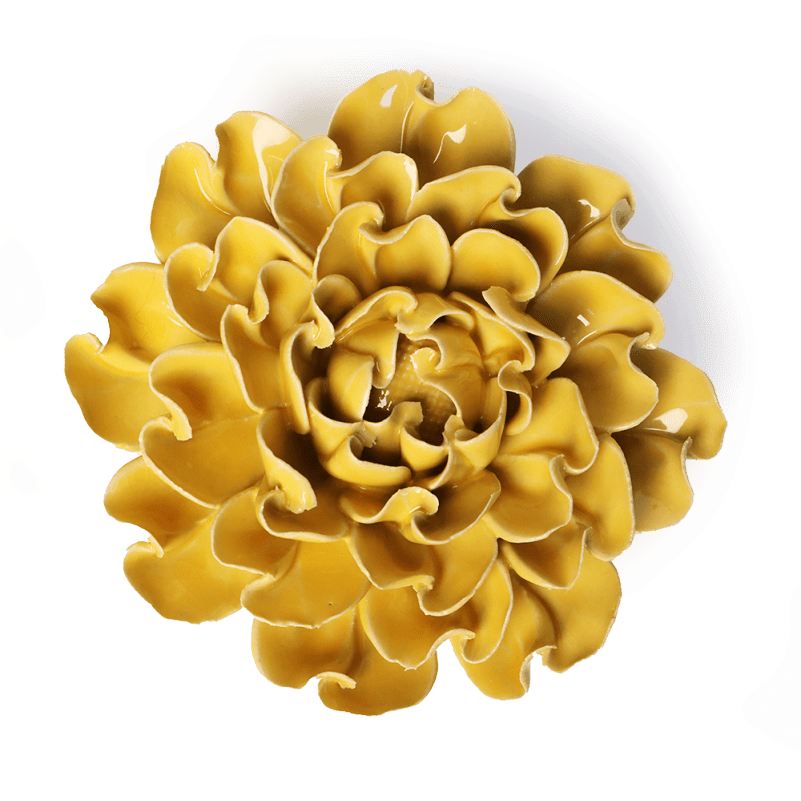English Garden Collection Ceramic Wall Flower: 6" Buttercup Yellow Hawthorn - Freshie & Zero Studio Shop