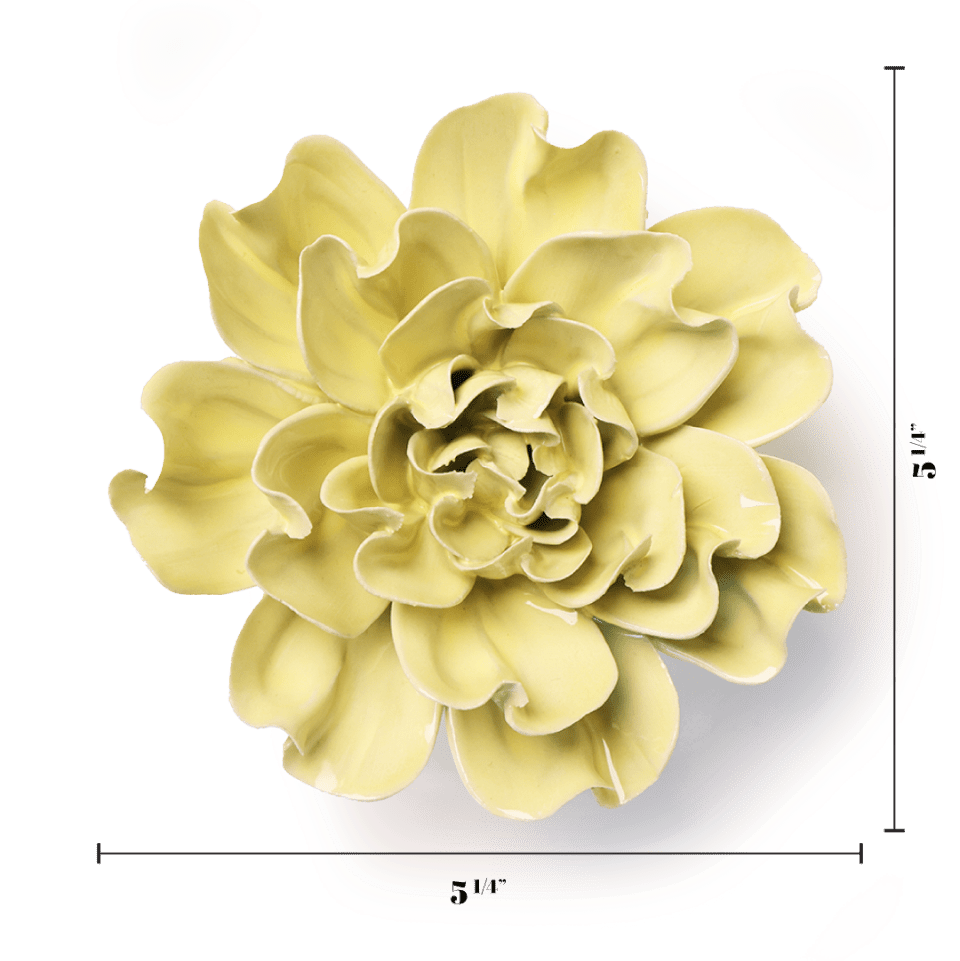English Garden Collection Ceramic Wall Flower: 5.25" Lime Yellow Larkspur - Freshie & Zero Studio Shop