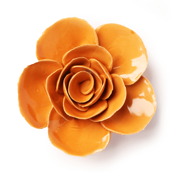 English Garden Collection Ceramic Flower: 3.5" Orange Ranunculus - Freshie & Zero Studio Shop
