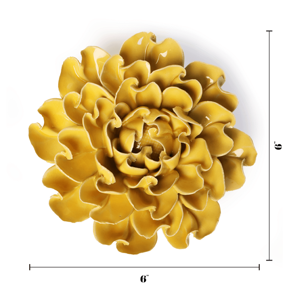 English Garden Collection Ceramic Wall Flower: 6" Buttercup Yellow Hawthorn - Freshie & Zero Studio Shop