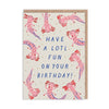 Colorful axolotl birthday greeting card by Ohh Deer featuring playful illustration and cheerful design on a 7x5-inch note card.