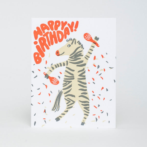Party Zebra Birthday Greeting Card - Freshie & Zero Studio Shop