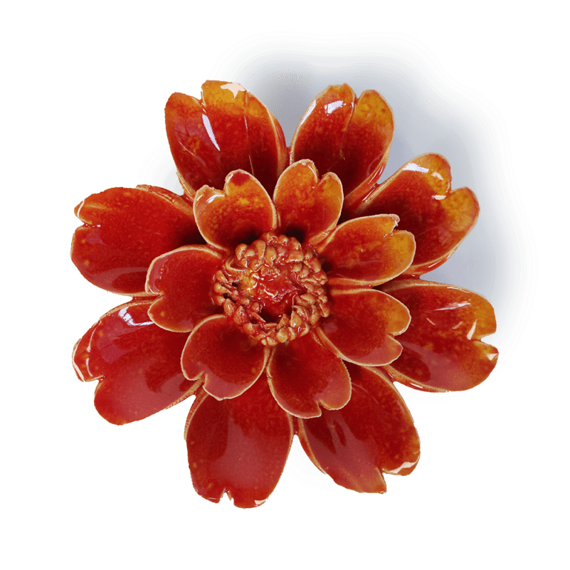 Ceramic Wall Flower: 4.25" Orange Yellow Paris Daisy - Freshie & Zero Studio Shop