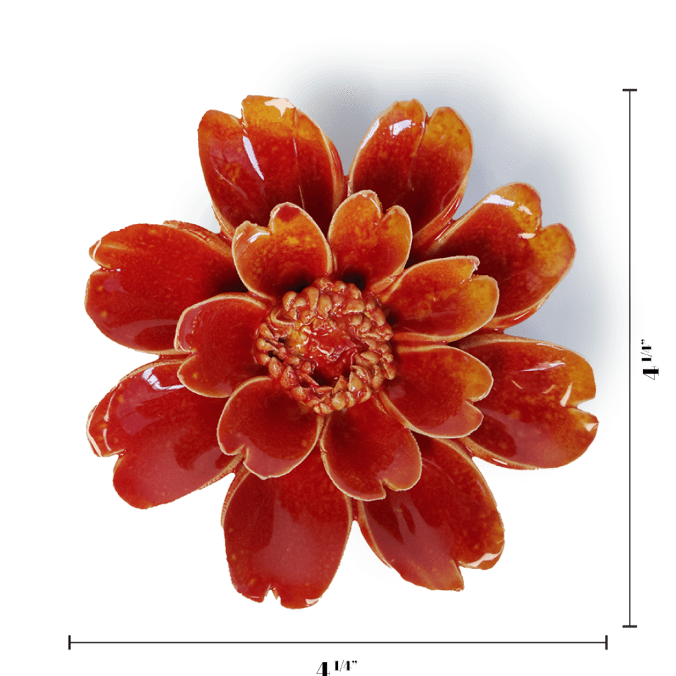 Ceramic Wall Flower: 4.25" Orange Yellow Paris Daisy - Freshie & Zero Studio Shop