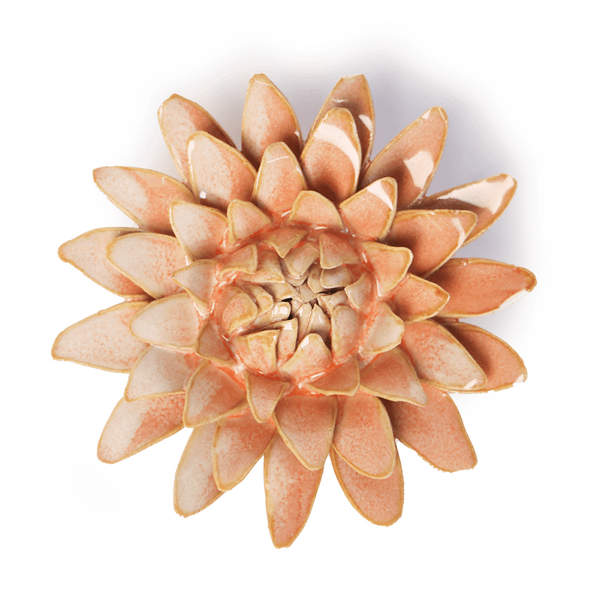 France Collection Ceramic Wall Flower: 4" Peach Pink Strawflower - Freshie & Zero Studio Shop