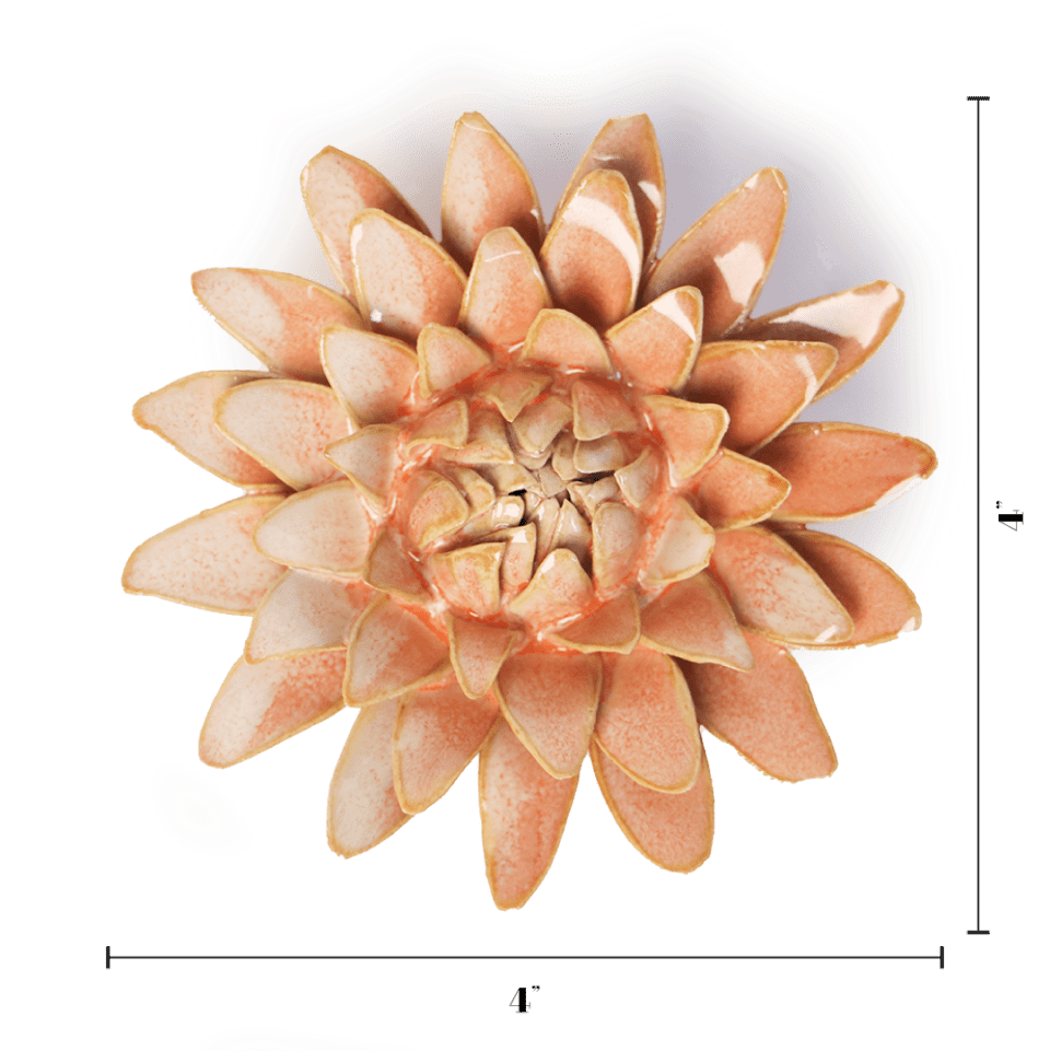 France Collection Ceramic Wall Flower: 4" Peach Pink Strawflower - Freshie & Zero Studio Shop