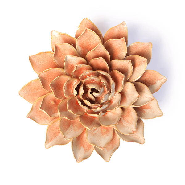 Ceramic Wall Flower: 5.25" Peach Pink Madonna Azalea - Freshie & Zero Studio Shop