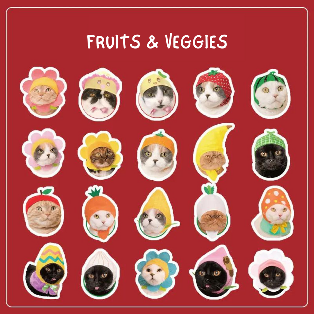 Fruits & Veggies Cat Sticker Pack - Freshie & Zero Studio Shop