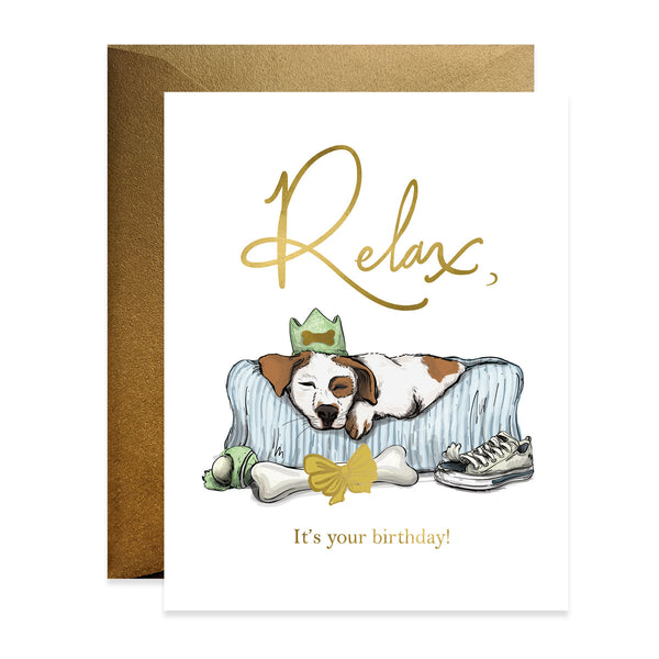 Relaxed Puppy Birthday Card - Freshie & Zero Studio Shop