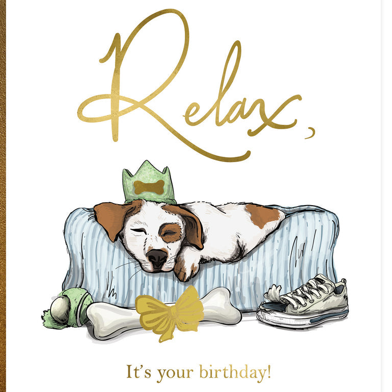 Relaxed Puppy Birthday Card - Freshie & Zero Studio Shop