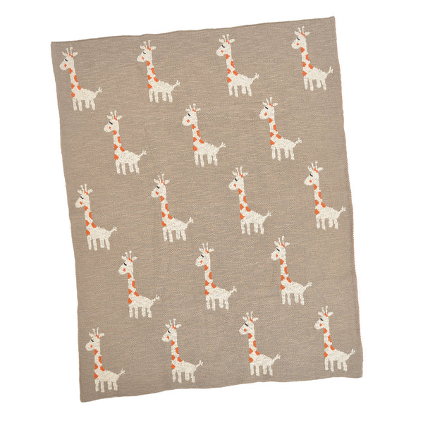 Organic Cotton Knit Baby Blanket: Giraffe - Freshie & Zero Studio Shop