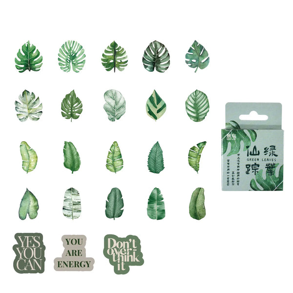 Little Box of Kawaii Paper Stickers: Tropical Leaves - Freshie & Zero Studio Shop