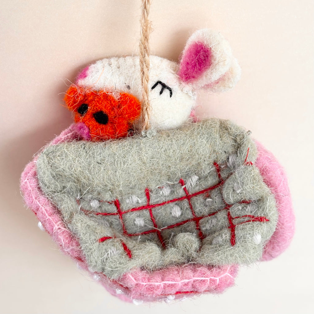 Felt Mouse In Teacup Ornaments - Freshie & Zero Studio Shop