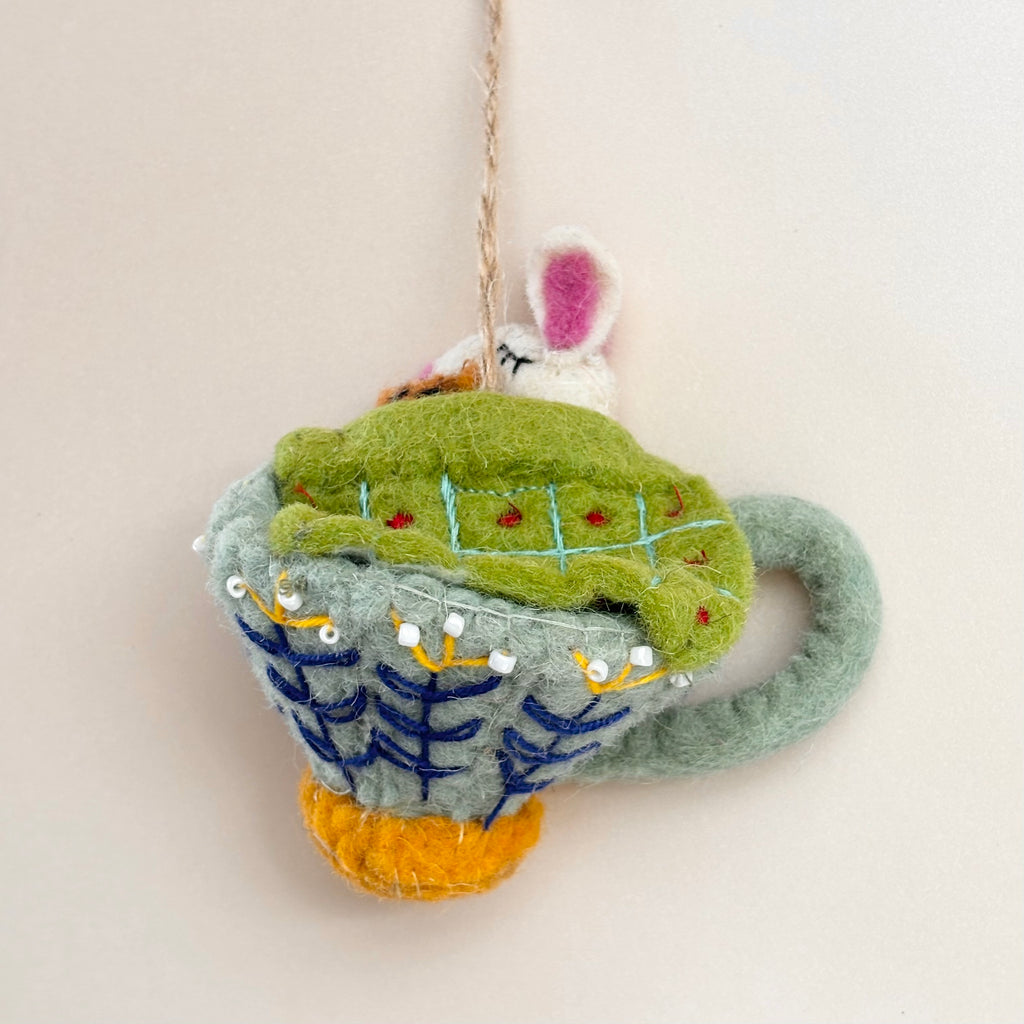 Felt Mouse In Teacup Ornaments - Freshie & Zero Studio Shop