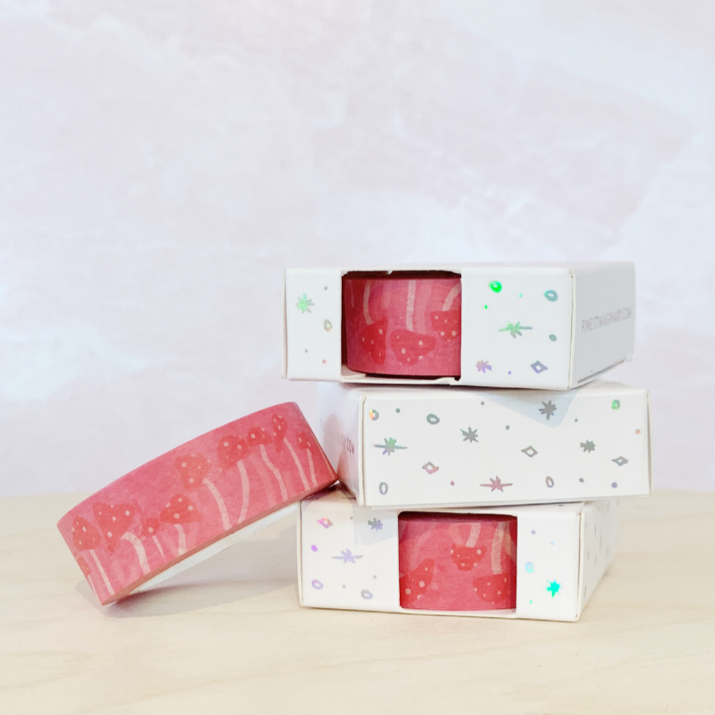 Washi Tape: Pink Mushrooms - Freshie & Zero Studio Shop