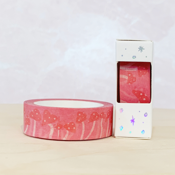 Washi Tape: Pink Mushrooms - Freshie & Zero Studio Shop