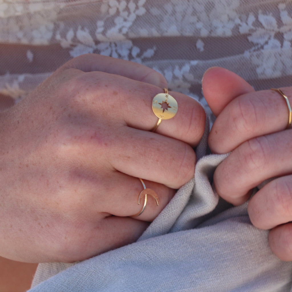 Compass Gold Adjustable Ring - Freshie & Zero Studio Shop