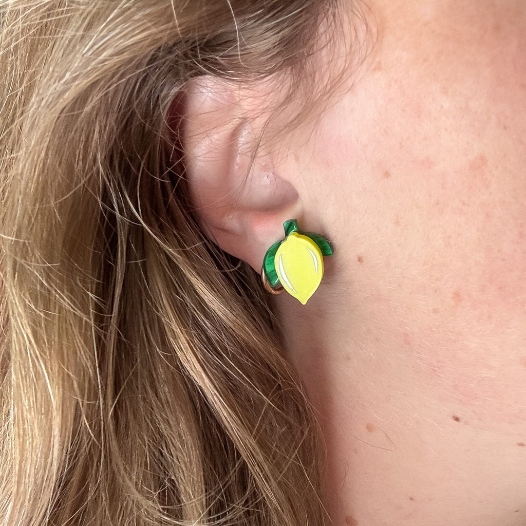 Pearly Lemon Stud Earrings by Elise Design - Freshie & Zero Studio Shop