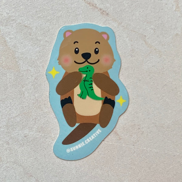 Animal Friends Sticker: Dino Otter - Freshie & Zero Studio Shop