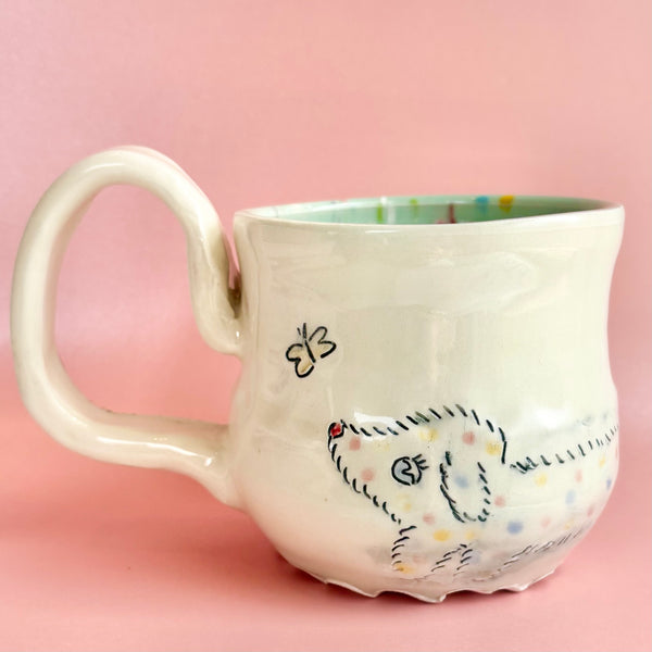 Handmade Ceramic Dachshund and Butterfly Mug - Freshie & Zero Studio Shop