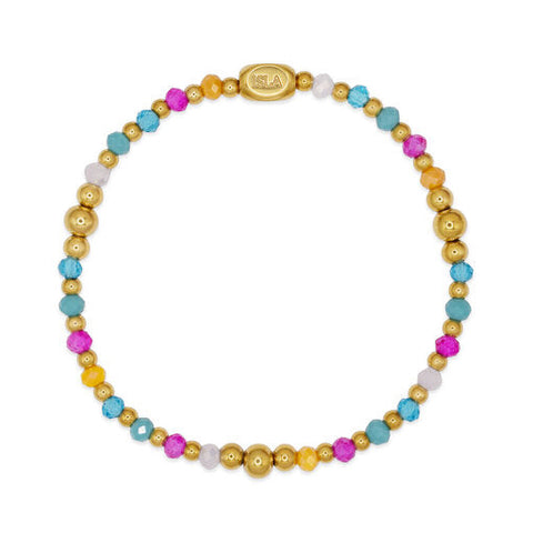 Coastal Crystals stretch bracelet by Stia Couture featuring colorful glass beads and a flexible elastic band for a stylish fit