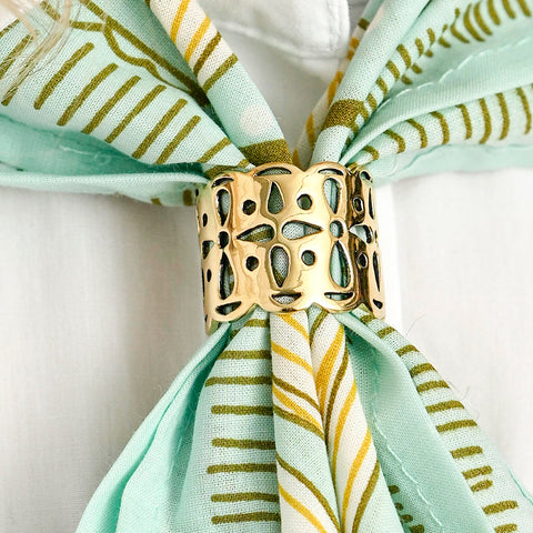 Handker Brass Bandana Slide Ring from Tula collection, a stylish accessory with brass finish and bandana-inspired design.