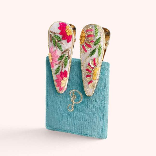 Beaded Flora Hair Clips by Powder Design - Set of 2 - Freshie & Zero Studio Shop