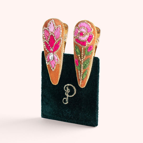 Beaded Roses Hair Clips by Powder Design - Set of 2 - Freshie & Zero Studio Shop