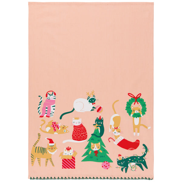 Let it Meow Christmas Cats - Cotton Dishtowel - Freshie & Zero Studio Shop