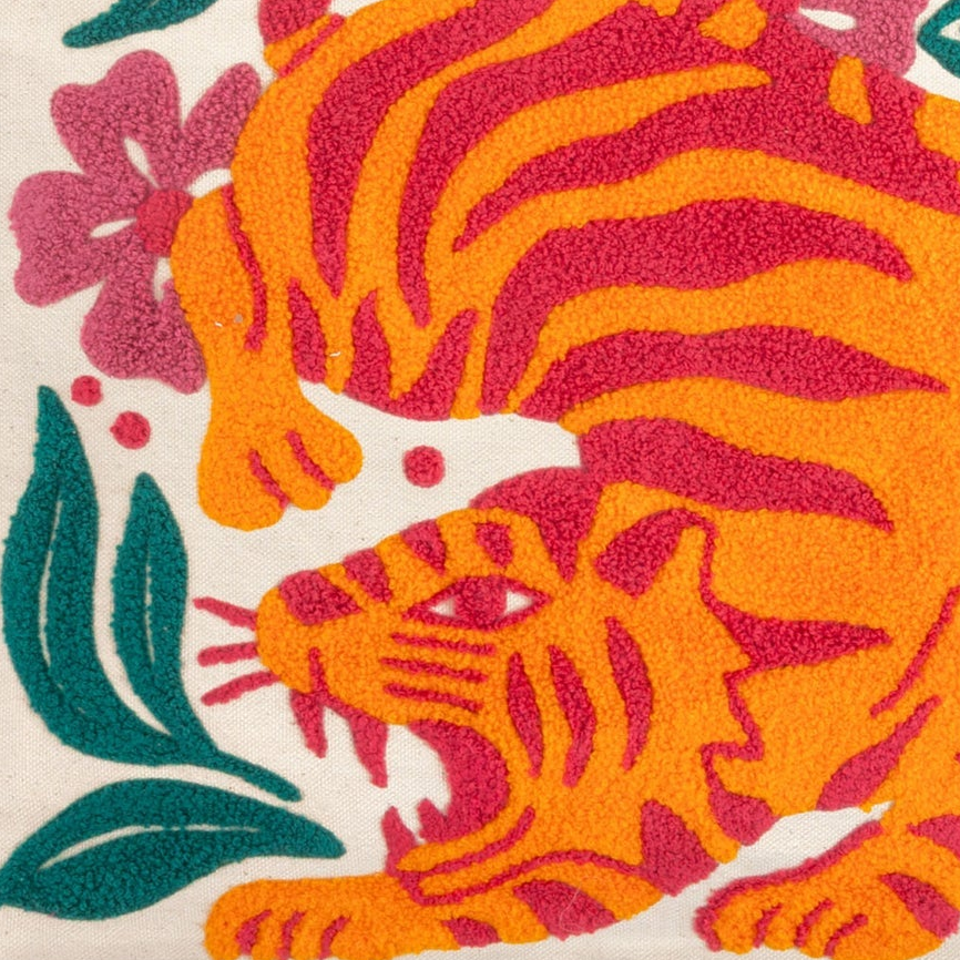 Tiger Embroidered Canvas Tote - Freshie & Zero Studio Shop