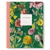 Green vintage botanical lined exercise book by Ohh Deer featuring a marble and floral cover design for note-taking and journaling.