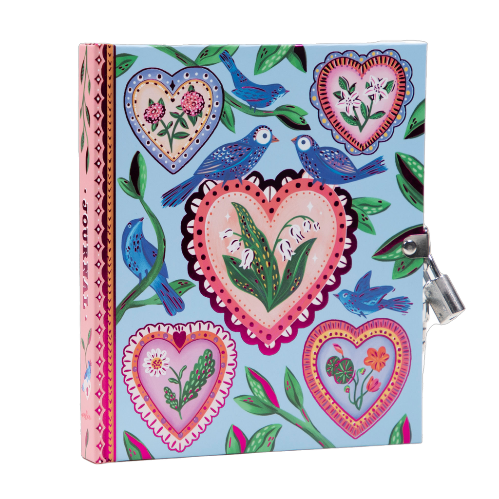 Hearts & Birds Kid's Lock & Key Diary - Freshie & Zero Studio Shop