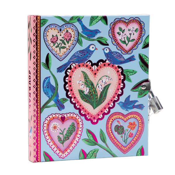 Hearts & Birds Kid's Lock & Key Diary - Freshie & Zero Studio Shop