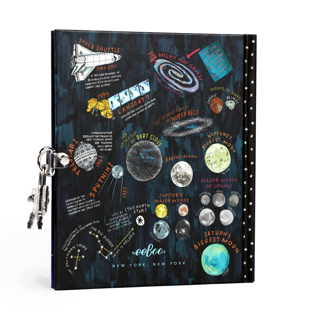 Space Glow in the Dark Lock & Key Kid's Diary - Freshie & Zero Studio Shop