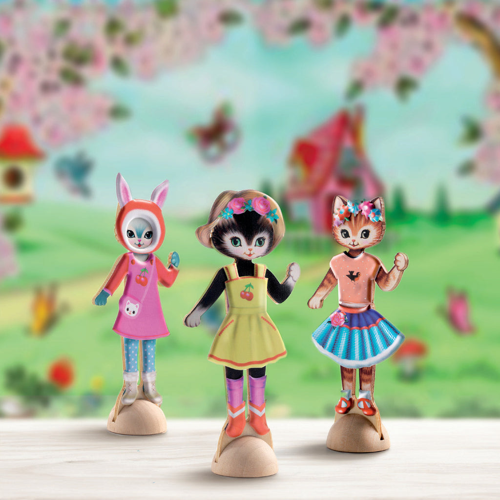 Little Cats Wooden Dress Up Dolls - Freshie & Zero Studio Shop