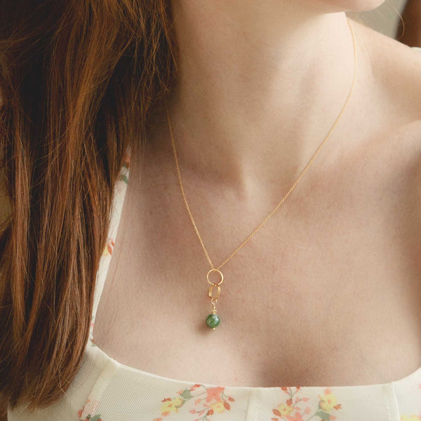 ella drop necklace with mystic green agate - Freshie & Zero Studio Shop