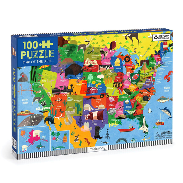 Map of the U.S.A. 100 Piece Puzzle - Freshie & Zero Studio Shop