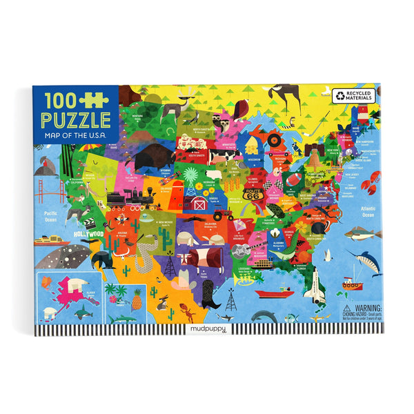 Map of the U.S.A. 100 Piece Puzzle - Freshie & Zero Studio Shop