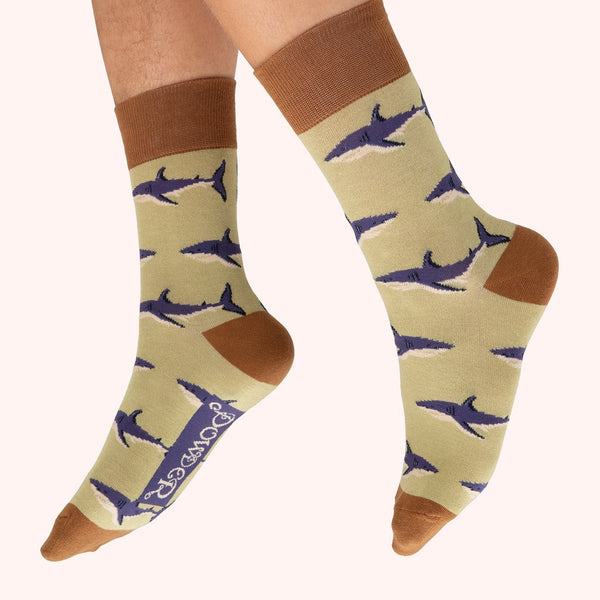 Men's Socks - Sage Sharky - Freshie & Zero Studio Shop